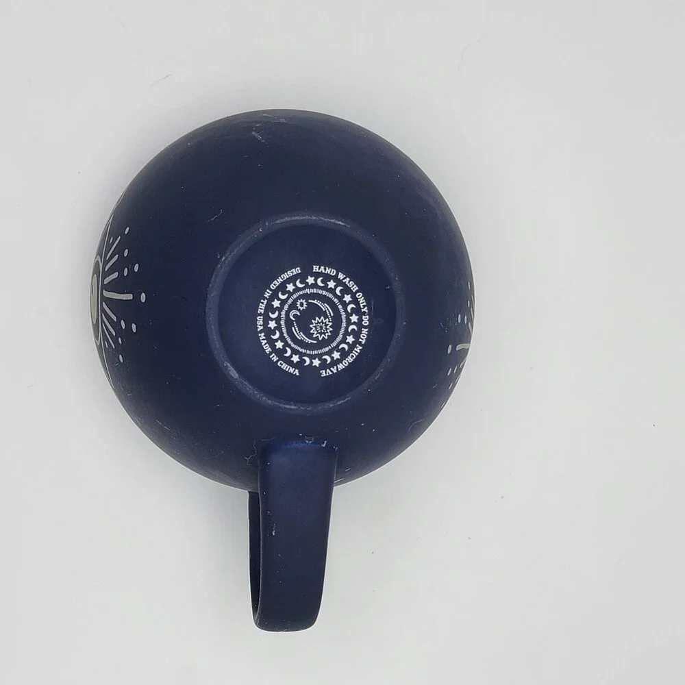 Mystic Navy “All-Seeing Eye” Ceramic Mug – Wide Bowl Style – Modern Boho Celesti - Picture 6 of 6